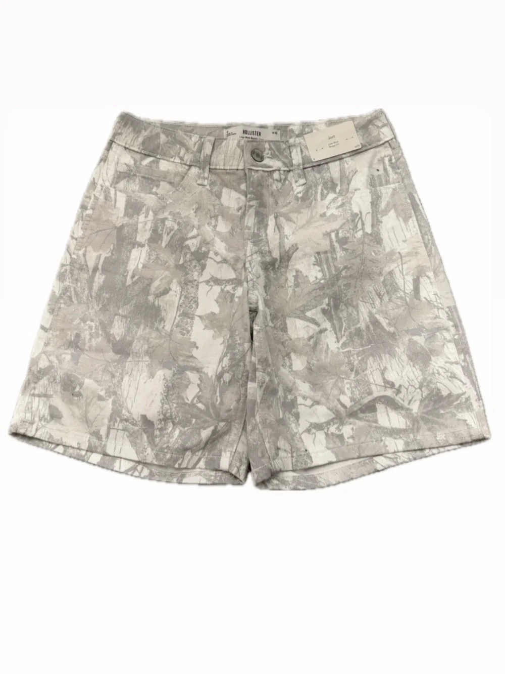 HOLLISTER WOMEN 0/25 LOW-RISE BAGGY JORTS IN WHITE CAMO DENIM NWT